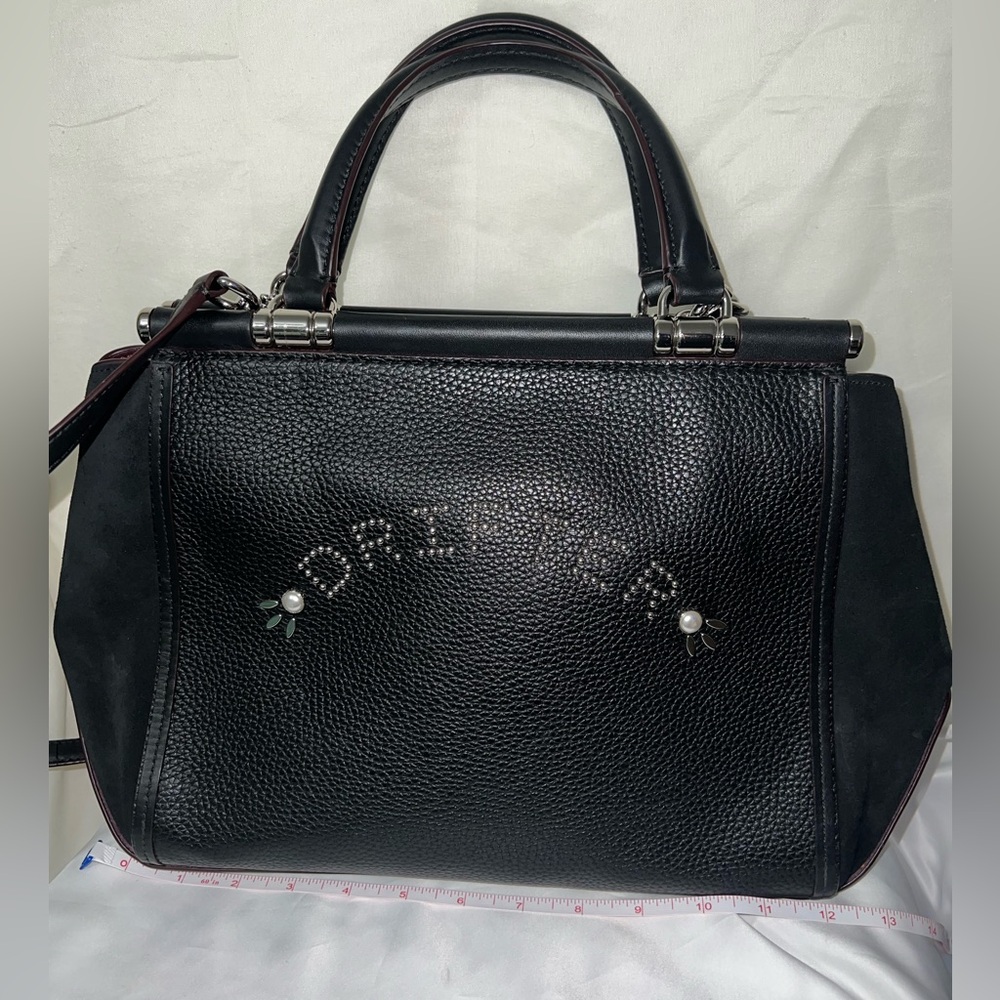 Coach Drifter Grace Pebbled & Suede Leather Studded Framed Satchel NWOT HTF RARE - Picture 3 of 16